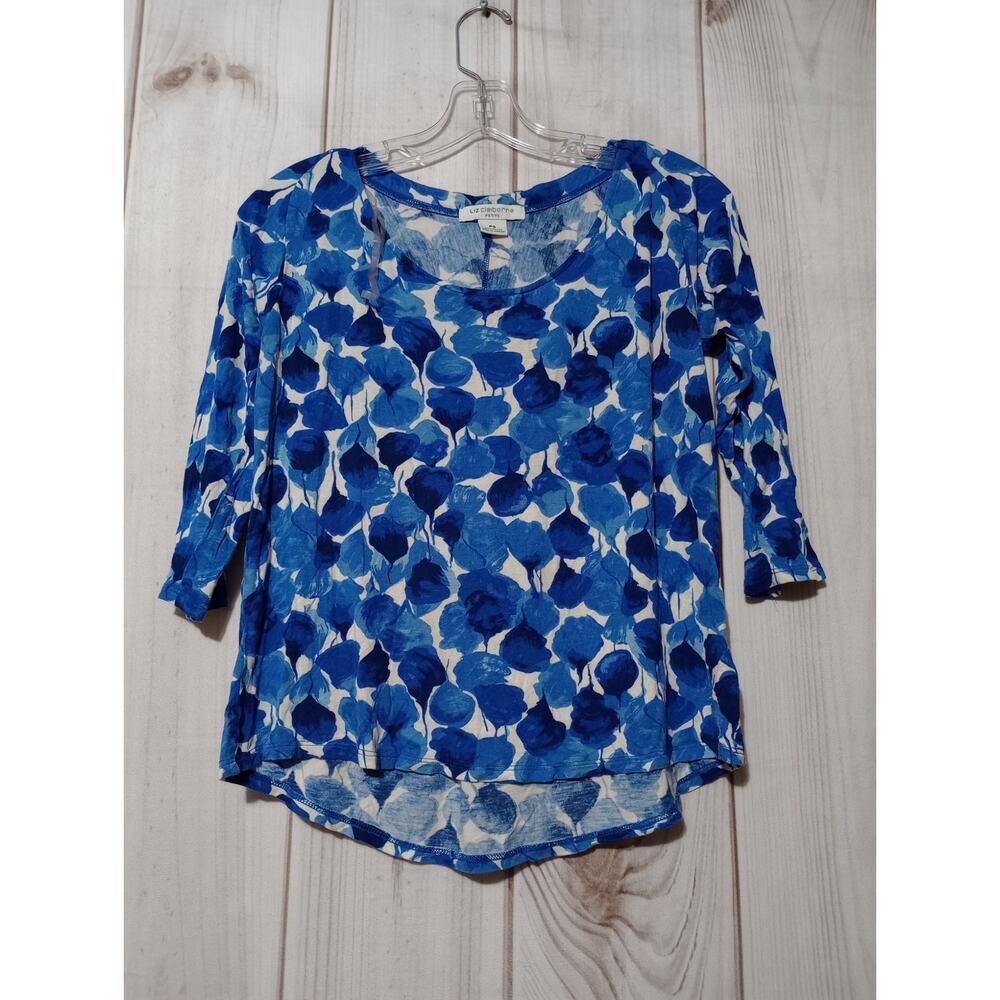 Liz Claiborne Shirt Ladies Small Petite Blue Floral